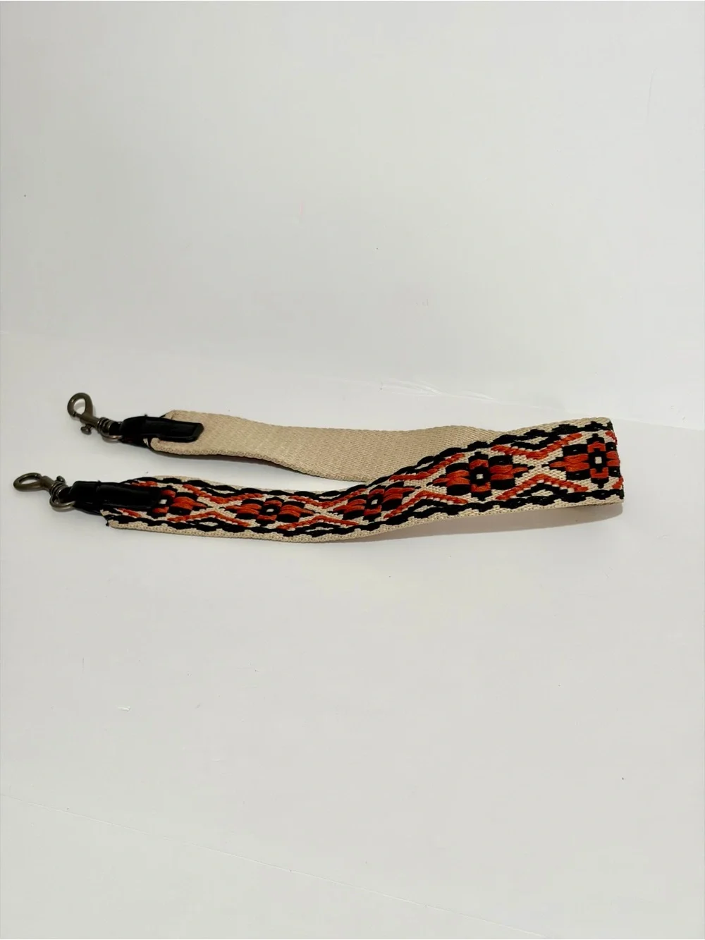 Bohemian Canvas Woven And Leather Boho Replacement Strap With Gunmetal Hardware